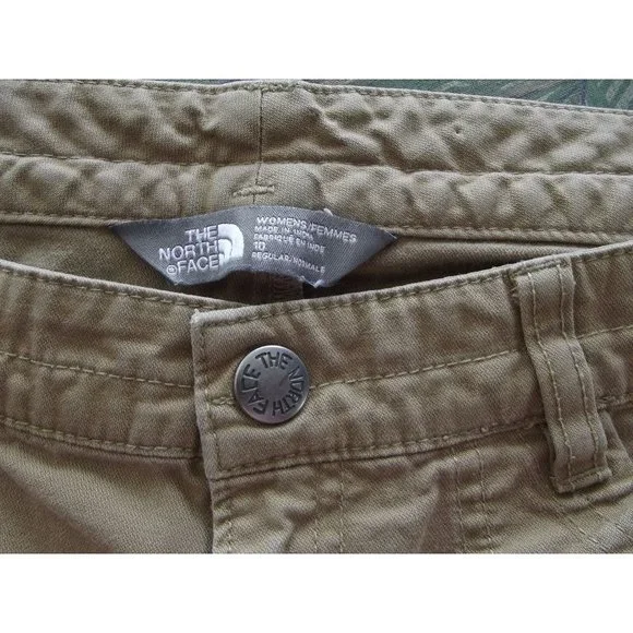 The North Face Shorts Womens 10 Khaki Tan Brown Flat Front Chino Casual Outdoor - Picture 3 of 10